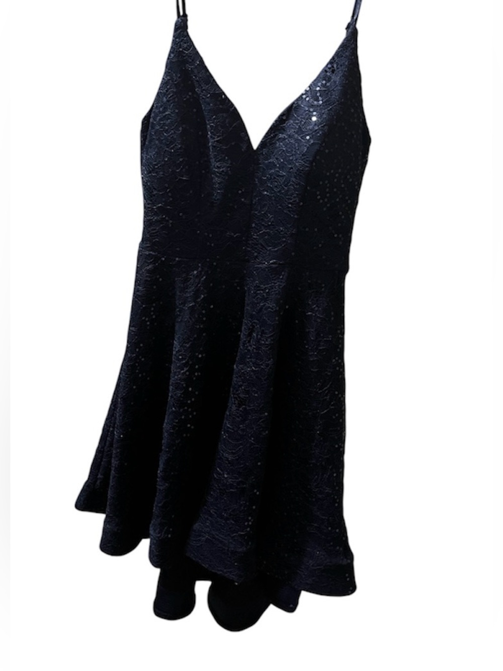 B. Smart Navy Blue Lace V-Neck Mini Dress